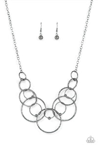 gunmetal,short necklace,Encircled in Elegance Black Gunmetal Necklace