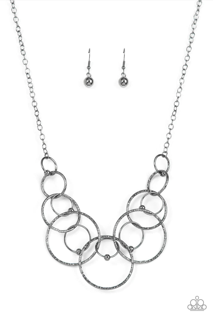 Encircled in Elegance Black Gunmetal Necklace Paparazzi Accessories