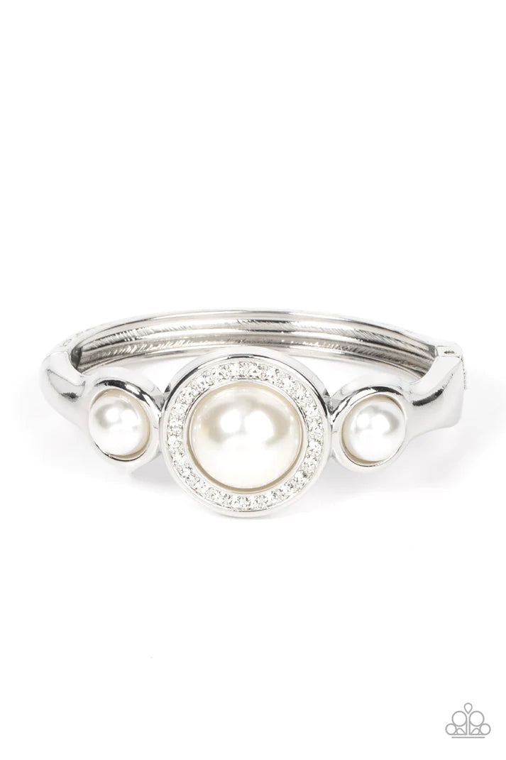 Debutante Daydream White Pearl Hinge Bracelet Paparazzi Accessories