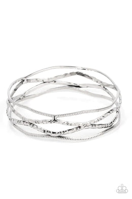 A Narrow Escapade Silver Bangle Bracelet Paparazzi Accessories