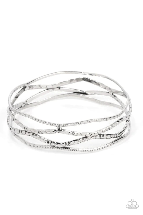 A Narrow Escapade Silver Bangle Bracelet Paparazzi Accessories