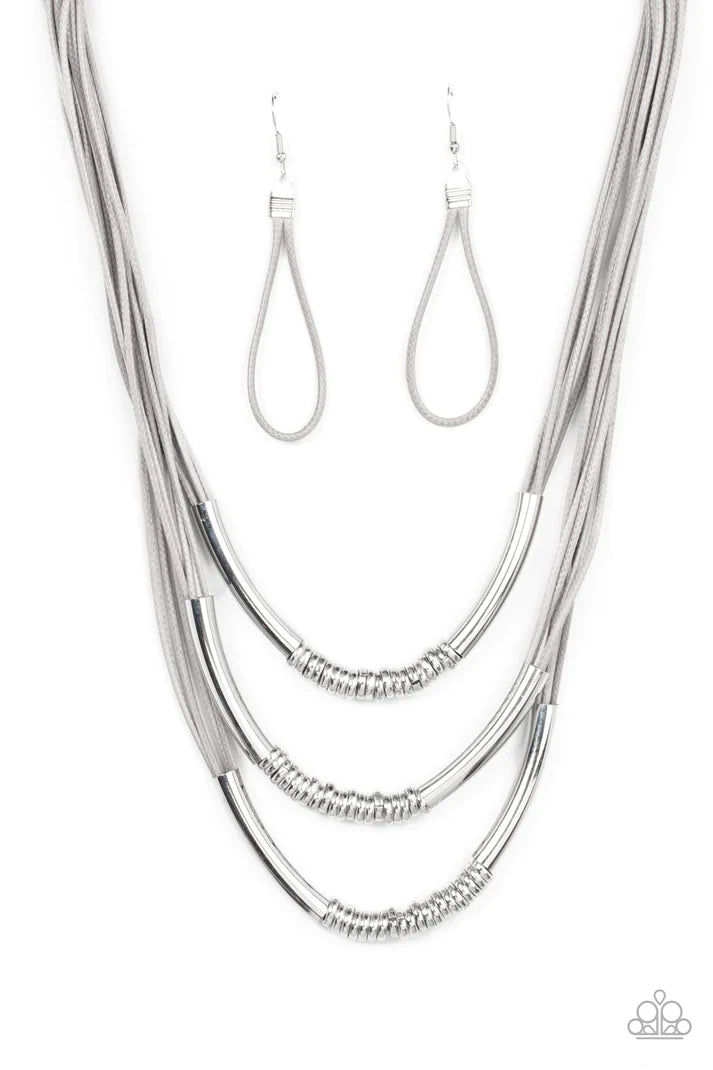 Mechanical Mania Silver Necklace Paparazzi Accessories