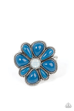 Load image into Gallery viewer, Meadow Mystique Blue Floral Ring Paparazzi Accessories