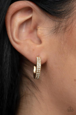 Small Town Twinkle Gold Rhinestone Hoop Earrings Paparazzi Accessories