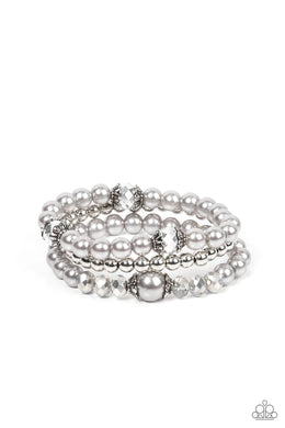 Positively Polished Silver Pearl Stretchy Bracelet Paparazzi Accessories