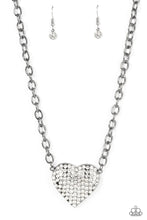 Load image into Gallery viewer, Heartbreakingly Blingy Black Gunmetal Heart Rhinestone Necklace Paparazzi Accessories