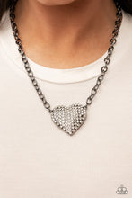 Load image into Gallery viewer, Heartbreakingly Blingy Black Gunmetal Heart Rhinestone Necklace Paparazzi Accessories