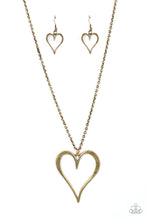 Load image into Gallery viewer, Hopelessly In Love Brass Heart Necklace Paparazzi Accessories