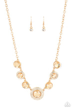 Load image into Gallery viewer, Extravagant Extravaganza Gold Rhinestone Necklace Paparazzi Accessories
