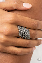 Load image into Gallery viewer, Slanted Smolder Silver Hematite Rhinestone Ring Paparazzi Accessories
