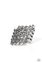 Load image into Gallery viewer, Slanted Smolder Silver Hematite Rhinestone Ring Paparazzi Accessories