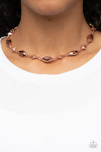 Load image into Gallery viewer, Prismatic Reinforcements Copper Rhinestone Choker Necklace Paparazzi Accessories