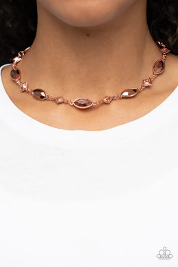 Prismatic Reinforcements Copper Rhinestone Choker Necklace Paparazzi Accessories