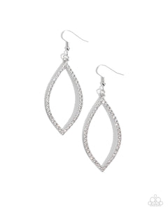 fishhook,rhinestones,white,Prosperous Prospects - White Rhinestone Earrings
