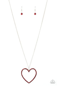 hearts,long necklace,red,rhinestones,Va-Va-Valentine Red Rhinestone Heart Necklace