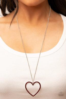 Va-Va-Valentine Red Rhinestone Heart Necklace Paparazzi Accessories