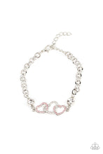 Load image into Gallery viewer, Desirable Dazzle Pink Rhinestone Heart Bracelet Paparazzi Accessories