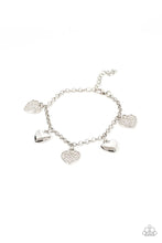 Load image into Gallery viewer, Lusty Lockets White Rhinestone Heart Bracelet Paparazzi Accessories