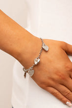 Load image into Gallery viewer, Lusty Lockets White Rhinestone Heart Bracelet Paparazzi Accessories