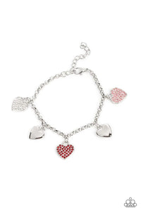 hearts,lobster claw clasp,multi,pink,red,rhinestones,Lusty Locket Multi Rhinestone Heart Bracelet
