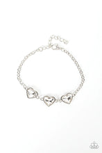 Load image into Gallery viewer, Little Heartbreaker White Rhinestone Heart Bracelet Paparazzi Accessories