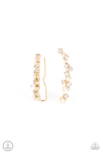 Load image into Gallery viewer, Couture Crawl Gold Pearl Rhinestone Ear Crawler Post Earrings Paparazzi Accessories