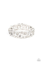 Load image into Gallery viewer, Ripe For The Picking White Rhinestone Floral Hinge Bracelet Paparazzi Accessories