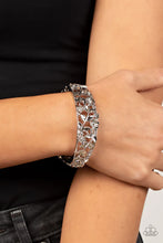 Load image into Gallery viewer, Ripe For The Picking White Rhinestone Floral Hinge Bracelet Paparazzi Accessories