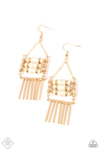 Load image into Gallery viewer, Tribal Tapestry Gold Stone Earring Paparazzi Accessories