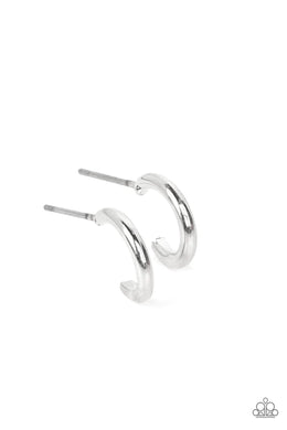 Skip the Small Talk Silver Hoop Earrings Paparazzi Accessories