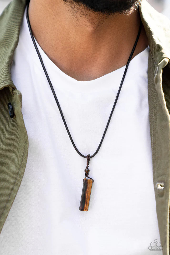 Comes Back Zen-Fold Brown Urban Necklace Paparazzi Accessories