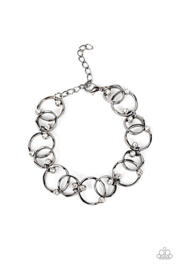 The Universe Revolves Around Me Black Gunmetal Rhinestone Bracelet Paparazzi Accessories
