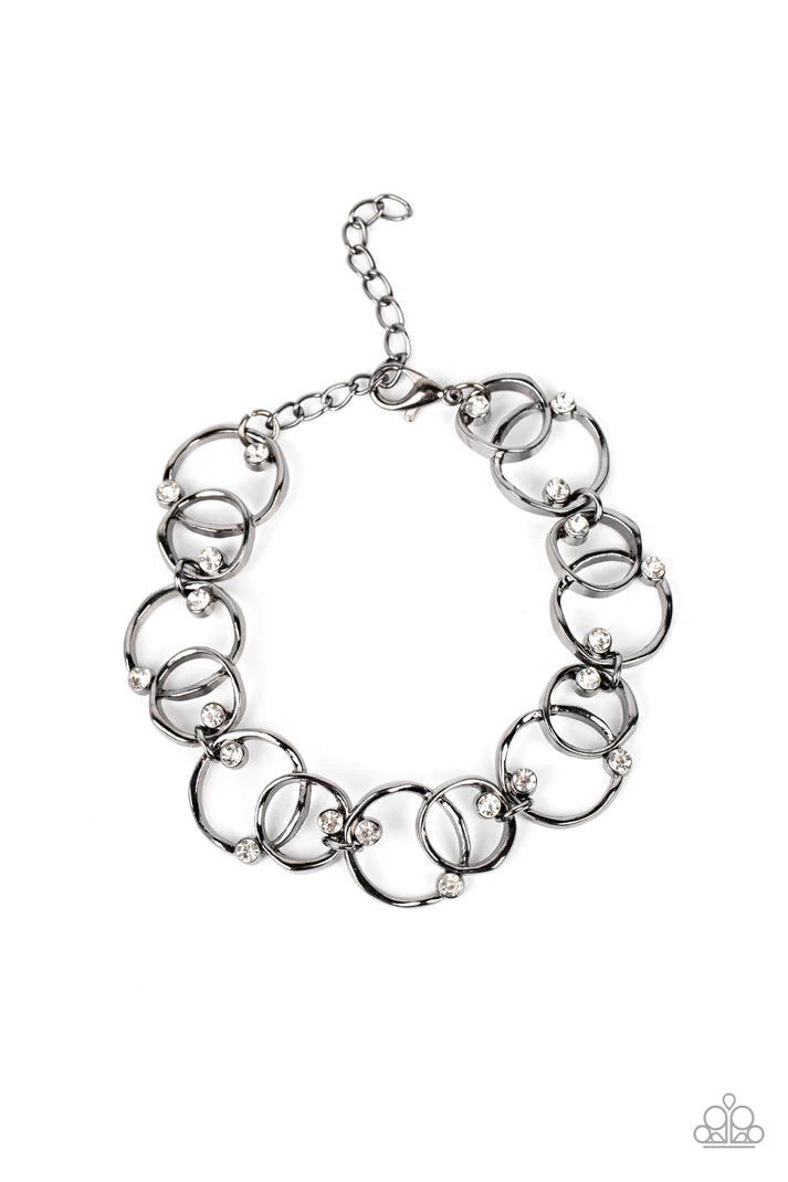 The Universe Revolves Around Me Black Gunmetal Rhinestone Bracelet Paparazzi Accessories