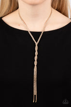 Load image into Gallery viewer, Impressively Icy Gold Rhinestone Necklace Paparazzi Accessories