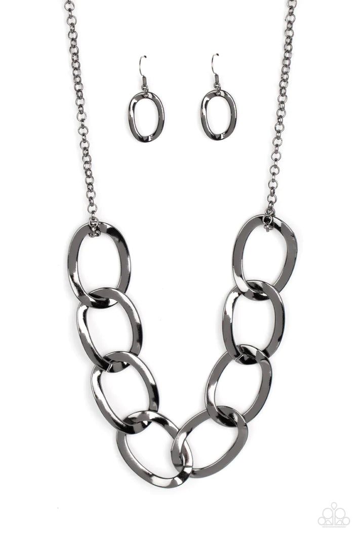 Ive Got the Power Black Gunmetal Necklace Paparazzi Accessories