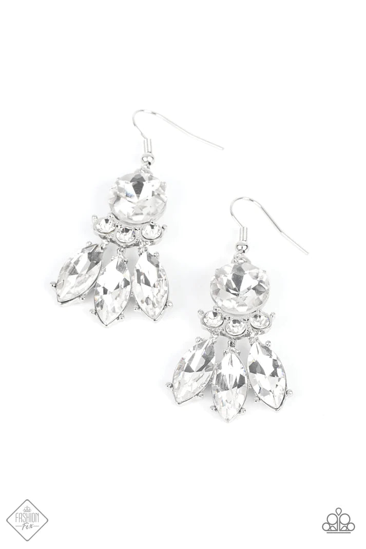 To Have and To Sparkle White Rhinestone Earrings Paparazzi Accessories