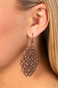 copper,fishhook,Contemporary Courtyards - Copper Earrings