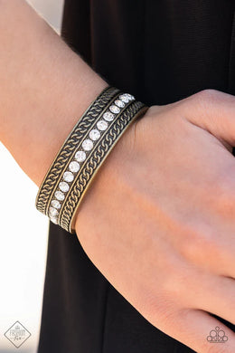 Grit Goals Brass Rhinestone Cuff Bracelet Paparazzi Accessories