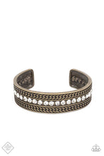 Load image into Gallery viewer, Grit Goals Brass Rhinestone Cuff Bracelet Paparazzi Accessories