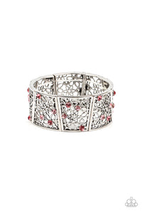 floral,pink,rhinestones,stretchy,Spring Greetings Pink Rhinestone Floral Stretchy Bracelet