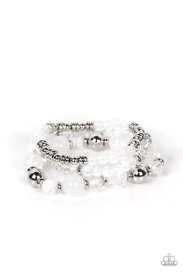 Shoreside Stroll White Stretchy Bracelets Paparazzi Accessories