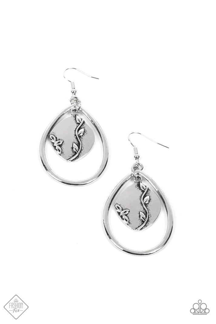Artisan Refuge Silver Floral Earrings Paparazzi Accessories
