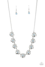 Load image into Gallery viewer, Petunia Palace Blue Rhinestone Floral Necklace Paparazzi Accessories