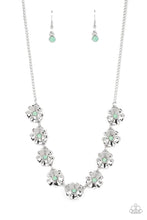 Load image into Gallery viewer, Petunia Palace Green Rhinestone Floral Necklace Paparazzi Accessories