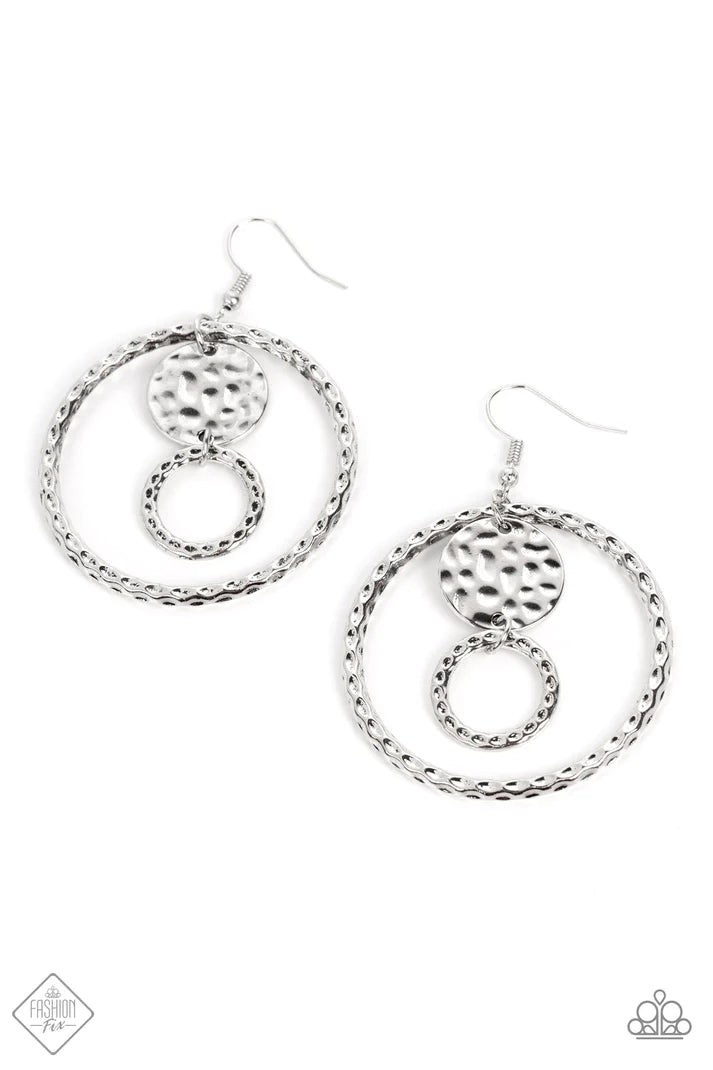 Mojave Metal Art Silver Earrings Paparazzi Accessories
