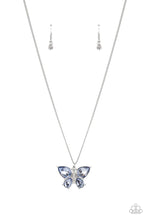 Load image into Gallery viewer, Free-Flying Flutter Blue Rhinestone Butterfly Necklace Paparazzi Accessories