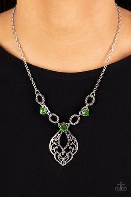 Contemporary Connections Green Rhinestone Necklace Paparazzi Accessories