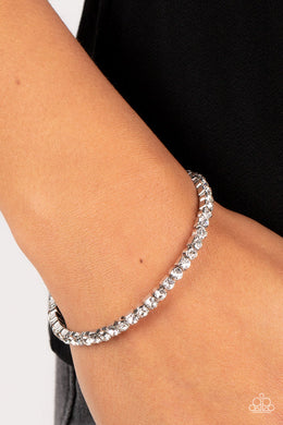 Rhinestone Spell White Rhinestone Coil Bracelet Paparazzi Accessories