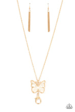 Load image into Gallery viewer, Gives Me Butterflies Gold Butterfly Lanyard Paparazzi Accessories