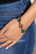 Load image into Gallery viewer, Next-Level Sparkle Multi Oil Spill Rhinestone Gunmetal Bracelet Paparazzi Accessories